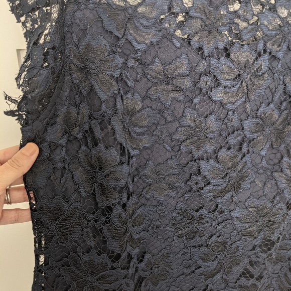 Formal Navy Lace Midi Dress - Picture 3 of 8